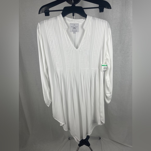 Area Stars Handkerchief Hem White long sleeve mini Dress size small NWT - Picture 6 of 10